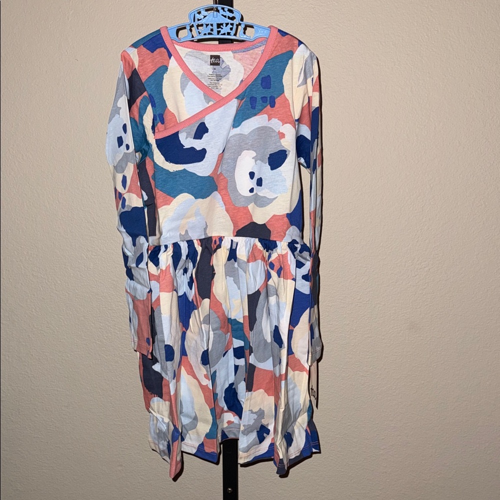 NWT Tea Collection Wrap Neck Dress Multicolor Super Bloom Floral Girl’s Size 6